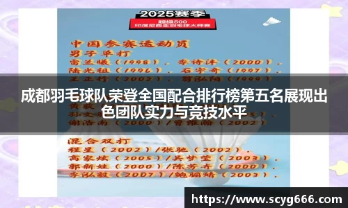 成都羽毛球队荣登全国配合排行榜第五名展现出色团队实力与竞技水平